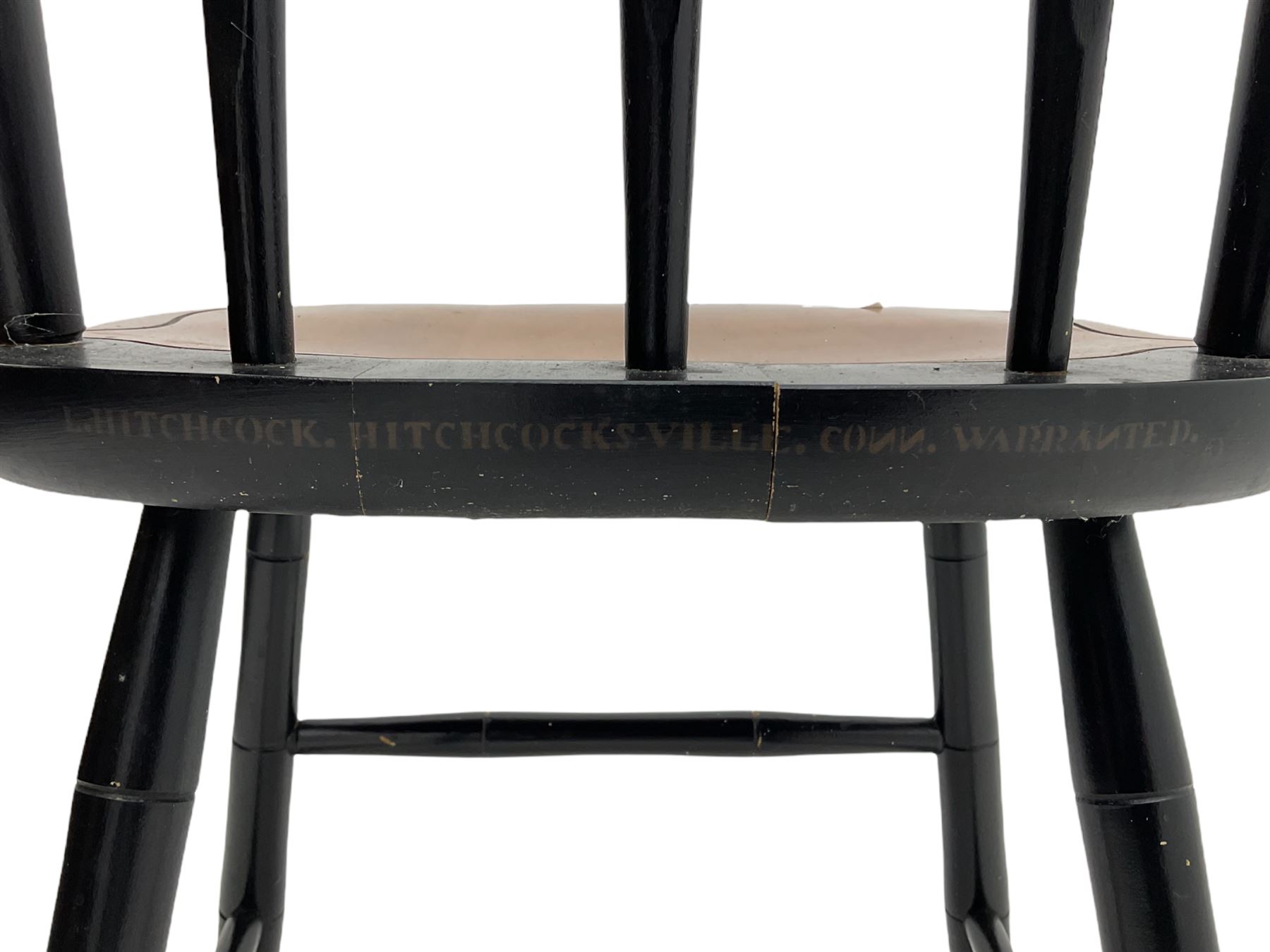 Set of four Hitchcock chairs, ebonised and painted detail
