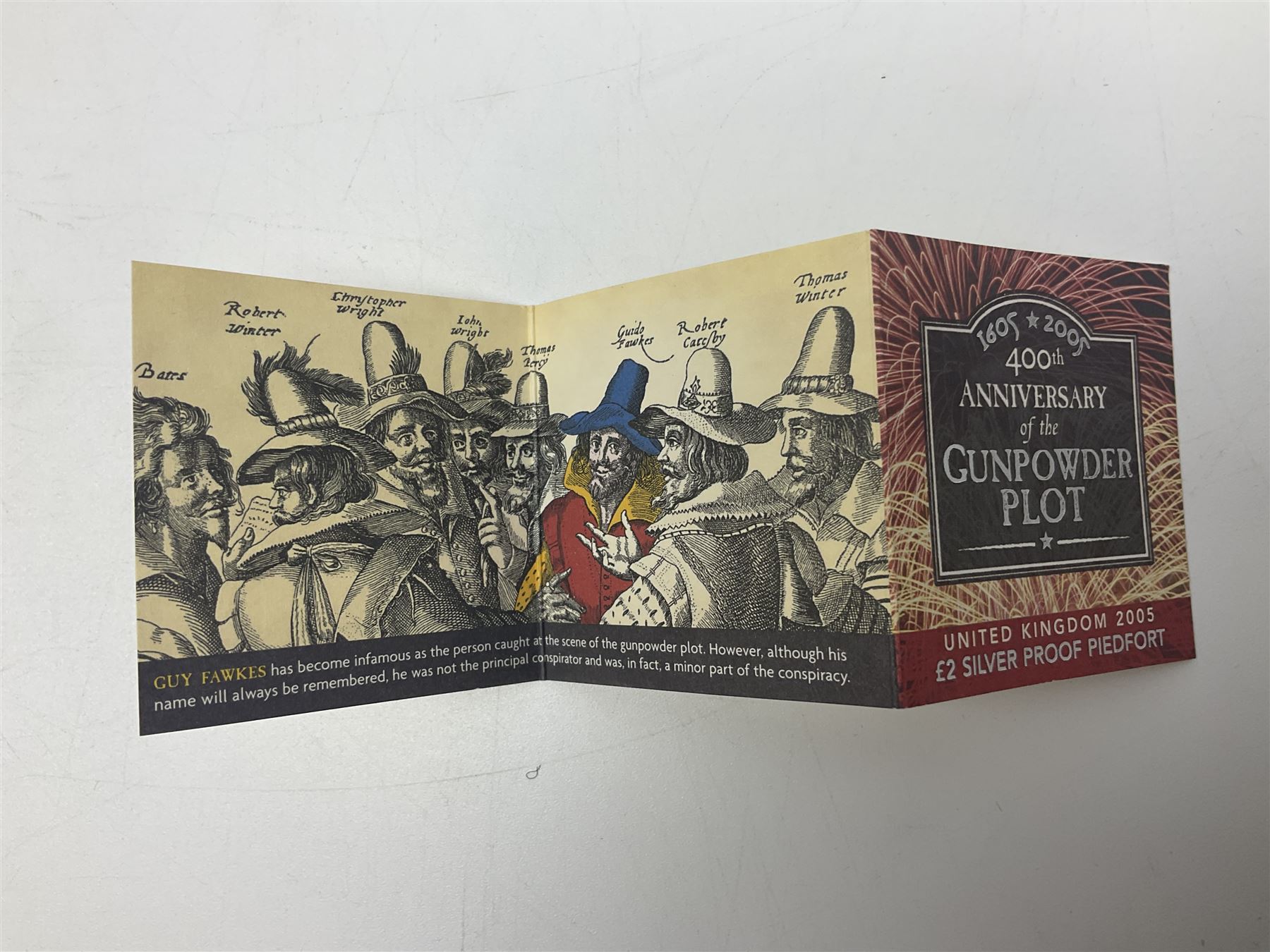 The Royal Mint United Kingdom 2005 ''400th Anniversary of the Gunpowder Plot' silver proof piedfort two pound coin, cased with certificate