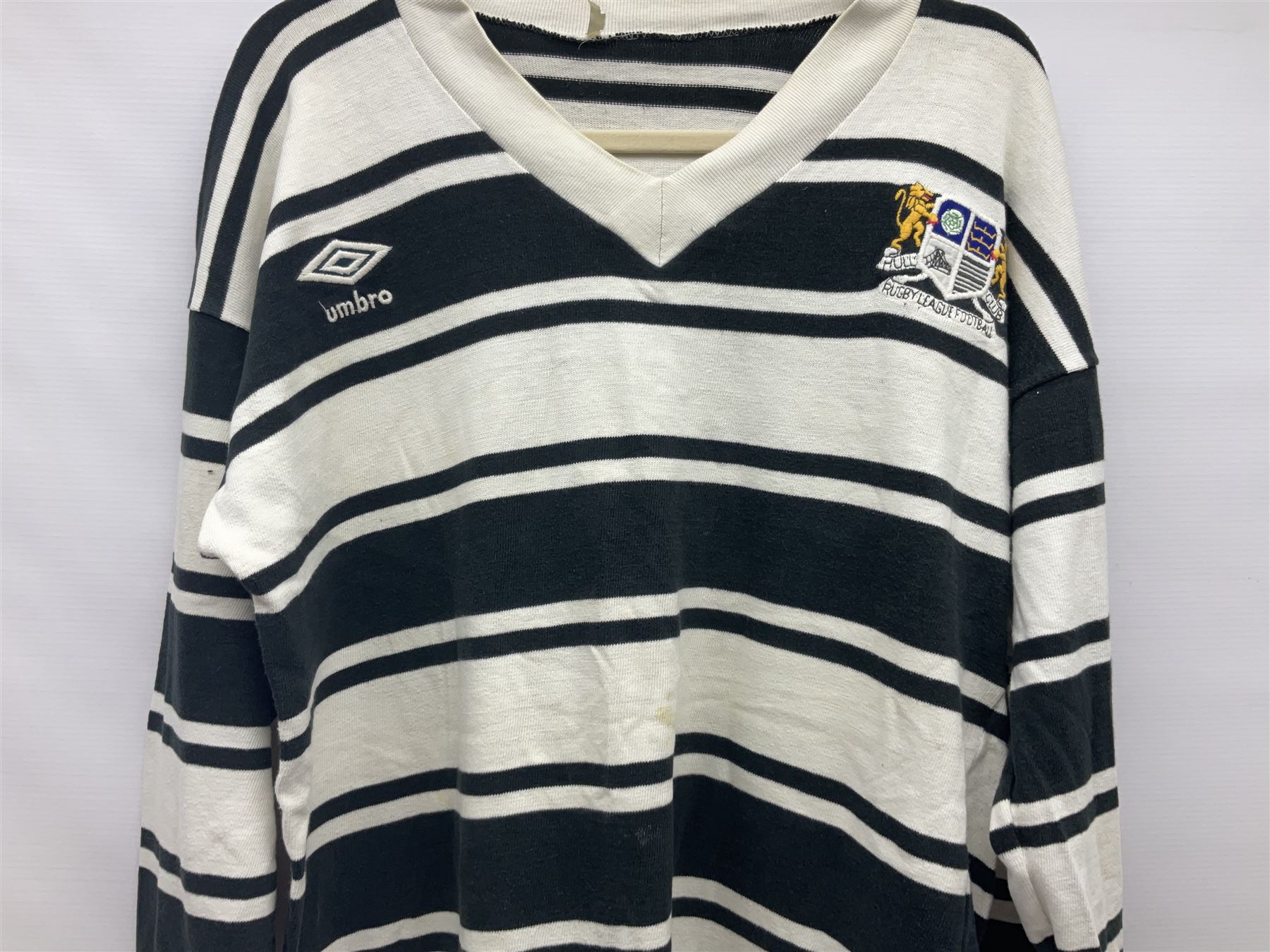 Five Hull Rugby League shirts, to include Hull FC and Hull Sharks examples