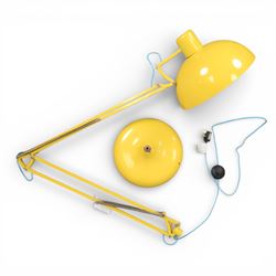 Contemporary yellow floor lamp, in the manner of Anglepoise, counter balance sprung arm, l...