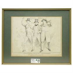 John 'HB' Doyle (British 1797-1868): 'Handwriting upon  the Wall' 'Stop Thief' 'Three Great Pillars of Government' and 'The Kentish Farmer', set four caricature engravings
pub. Thomas McLean 1831, 26cm x 33cm (4)
