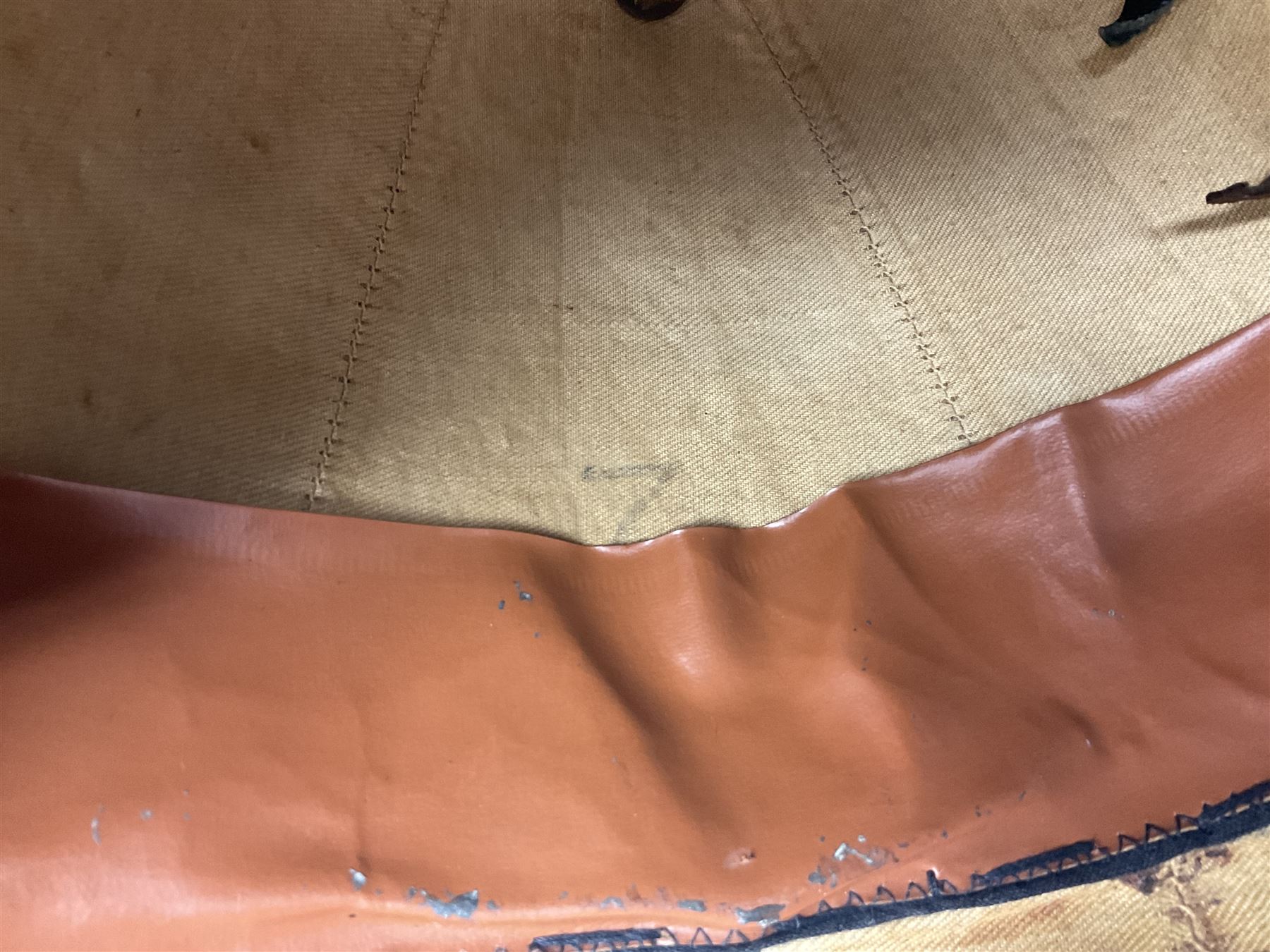 Victorian British Army South Lancashire Regiment 1st Volunteer Battalion other ranks blue cloth home service helmet with helmet plate, spike and chinstrap