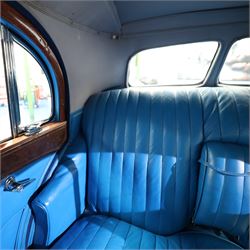 1939 MG SA Saloon

Registration: GRB 988
Chassis number: SA2983
Engine number: QPHG3242 (original engine)
Engine: 2,322cc six-cylinder petrol
Transmission: Manual
Odometer reading: 71,873 miles
Seating: Five
Colour: Two-tone blue
Former keepers: 6/7 recorded
V5C: Present
Keys: One

A 1939 MG SA Saloon, finished in an attractive two-tone blue colour scheme and retaining its original UK registration, GRB 988.

Introduced in 1936, the MG SA was the marque's prestigious sporting saloon, combining elegant coachwork with refined six-cylinder performance and luxurious accommodation. This example retains its original 2,322cc engine, numbered QPHG3242, and displays 71,873 miles on the odometer, although this mileage has not been independently verified.

The car is understood to have undergone an extensive rebuild and restoration between 2010 and 2015 and is today presented in showroom condition throughout. The coachwork has an excellent finish, complemented by outstanding chrome brightwork, wire wheels, a rear-mounted spare wheel, folding rear luggage rack and a desirable folding canvas sunroof. The engine bay is immaculately detailed, while the underside, chassis and suspension all reflect the high standard of restoration undertaken. A stainless-steel exhaust system has also been fitted.

The luxurious cabin features beautifully finished inlaid wood veneer, leather seating and period instrumentation, all presenting to an exceptionally high standard.

A particularly appealing aspect of this MG SA is its documented participation in the 1952 Daily Express National Motor Rally. Accompanying the vehicle are the original official rally programme together with period photographs showing the car competing in the event displaying entrant number 36. The programme lists entrant No. 36 in Class D.2 as an MG 2322cc, providing excellent documented provenance linking this car to one of Britain's best-known post-war motoring events, held between 12th and 15th November 1952.

Combining documented provenance with exceptional cosmetic presentation, this MG SA represents a rare opportunity to acquire one of MG's flagship pre-war sporting saloons.

At the time of cataloguing the vehicle started and ran well.

Features

• Original 2,322cc six-cylinder engine
• Manual transmission
• Original UK registration
• Two-tone blue coachwork
• Folding canvas sunroof
• Leather interior
• Inlaid wood veneer dashboard and trim
• Wire wheels
• Rear-mounted spare wheel
• Folding rear luggage rack
• Twin carburettors
• Stainless-steel exhaust system
• Extensive rebuild and restoration completed between 2010 and 2015

History and Documentation

• Approximately six to seven former keepers recorded
• Original engine (No. QPHG3242)
• Chassis No. SA2983
• Original UK registration
• Extensive rebuild and restoration completed between 2010 and 2015
• Original 1952 Daily Express National Motor Rally programme
• Period photographs showing the vehicle competing as Entrant No. 36
• V5C registration document not present
• One key

Condition

Presented in exceptional showroom condition, this MG SA has clearly benefited from a high-quality restoration completed to an impressive standard. The paintwork, chrome, interior, engine compartment and underside are all exceptionally well presented, reflecting the considerable work undertaken.

The vehicle started and ran well at the time of cataloguing. It has not been subjected to a full mechanical inspection by the auctioneers, and prospective purchasers should satisfy themselves as to the vehicle's condition, originality, mileage, specification and roadworthiness prior to bidding.

This vehicle forms part of the Estate of the late John Sills and is offered for sale by the Executors, providing a genuine reason for sale.