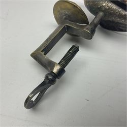 Victorian gilt metal humming bird sewing clamp, H13cm