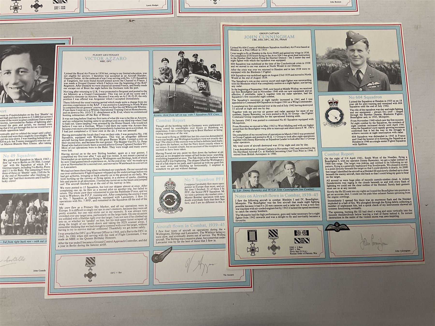 76 Squadron - small archive of photographs, signatures etc; signed copy of Conversations with a Rear gunner by Tony Winser; and collection of signatures of WW2 pilots and aircrew, some original but most facsimile/copies, including Lt. Col. W.A. Bishop VC, DSO, MC, DFC, Johnnie Johnson, Bomber Command etc