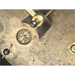  Victorian circular slate clock head, Roman enamel dial with visible brocot escapement, movement by S. Marti & Cie (Medaille de Bronze), D22.5cm  