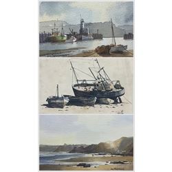 Don Micklethwaite (British 1936-): 'Inner Harbour - Scarborough' 'Cayton Bay' and 'Blenheim', two watercolours and one pen and ink sketch signed, all with titles verso max 21cm x 30cm (3)