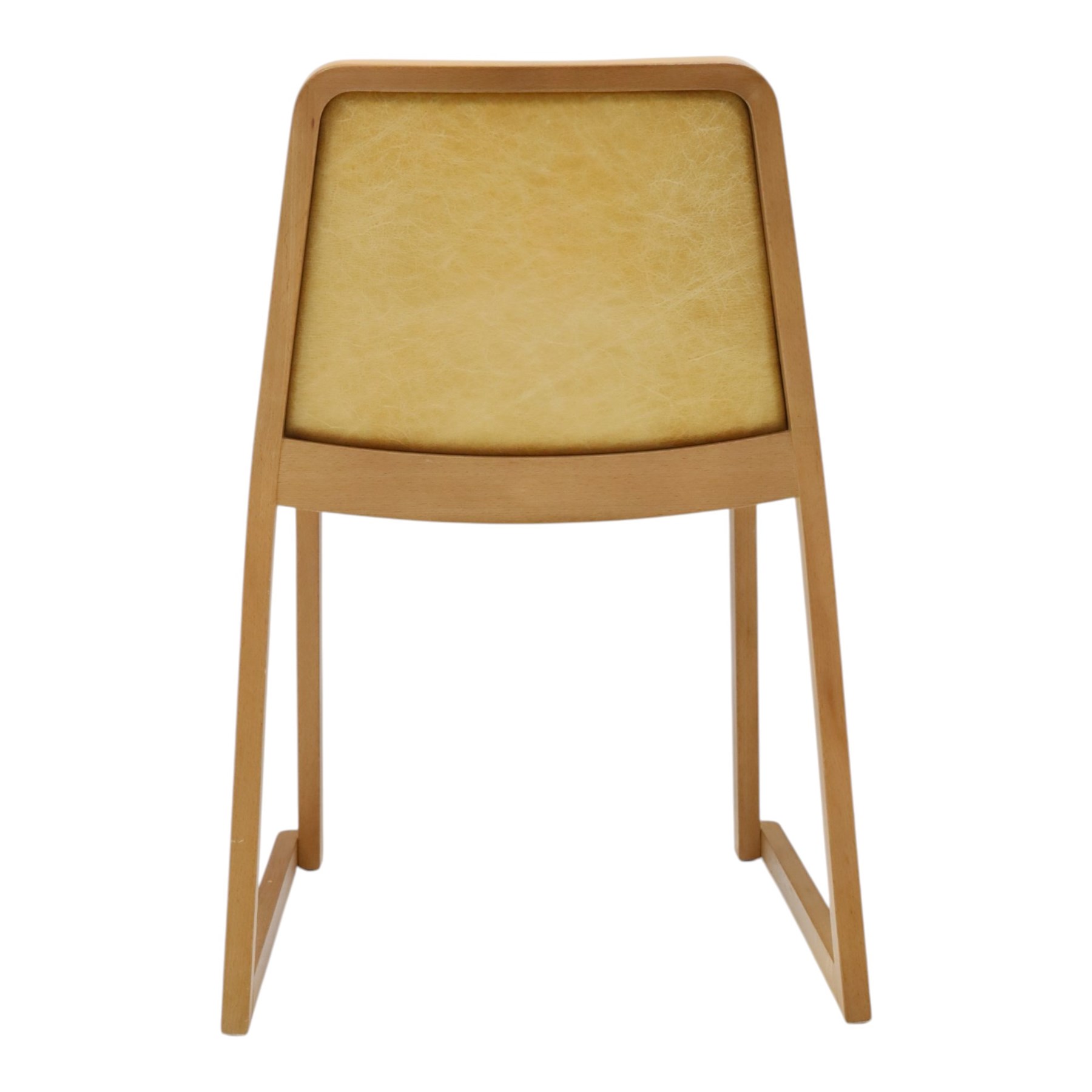 TrabÀ - Italian beech framed Roxanne chair, ochre leatherette seat, shaped beech frame