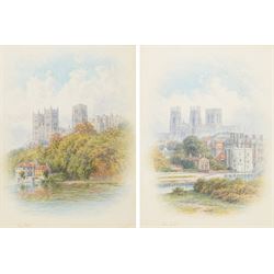 George Fall (British 1848-1925): York Minster and Durham Cathedral, pair of watercolours s...