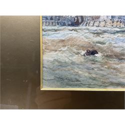 Robert Ernest Roe (British 1852-c1921): View of Scarborough Castle from the Ships, watercolour signed 20cm x 29cm 