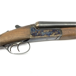 Spanish Stirling 12-bore box lock non-ejector side-by-side double barrel shotgun, the walnut stock with chequered grip and fore-end and 66cm barrels, No.10359, L108cm overall in Brady canvas and leather gun sling SHOTGUN CERTIFICATE REQUIRED