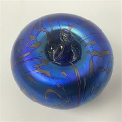 Two Robert Held glass vases, together with Adrian Sankey apple paperweight, vases H10cm 