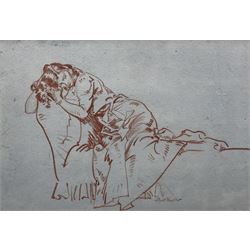 Sir William Russell Flint (Scottish 1880-1969): 'Model Resting', sanguine chalk signed, titled on exhibition label verso 13.5cm x 20cm 
Provenance: private collection; exh. The Fine Art Society, London, November 1900, label verso; with James Alder Fine Art, Hexham, where purchased by the vendor