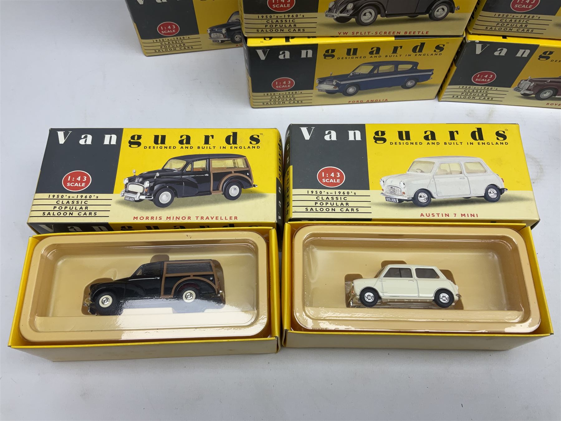 Twenty-five Lledo Vanguards 1:43 scale 1950s-1960s Classic Popular Saloon Cars die-cast models, all boxed (25)