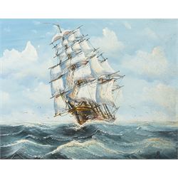 John Ambrose (Cornish 1931-2010): Ships in Full Sail, pair of oils on board signed 49cm x 39cm (2)