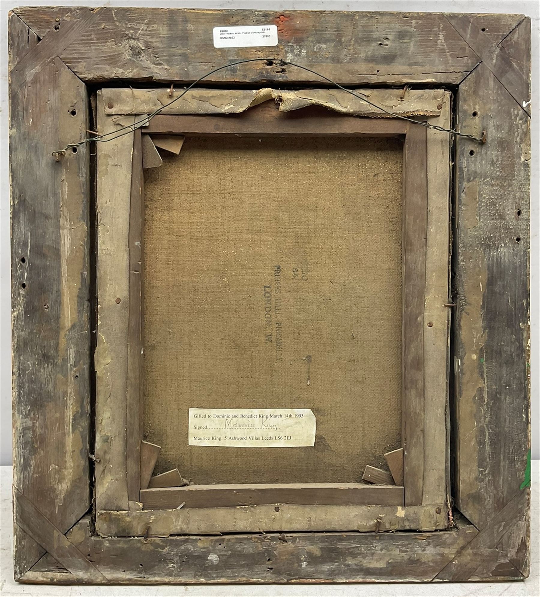 Circle of George Frederic Watts (British 1817-1904): Portrait of a Young Child, oil on canvas unsigned 34cm x 29cm