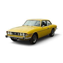 1973 Triumph Stag Mk II 3.0 V8 Manual with Overdrive

Registration: FTV 859L
Date of first registration: 8th March 1973
Recorded mileage: approximately 50,000 miles
Engine: 2,997cc petrol V8
Transmission: four-speed manual with overdrive

An attractive manual-overdrive example of Triumph’s celebrated V8 grand tourer, finished in yellow and supplied with both a removable hardtop and folding soft top.

The car has been the subject of extensive restoration and mechanical work, supported by a large history file containing invoices, notes and photographs documenting the work undertaken. The accompanying records indicate that the engine was rebuilt at approximately 36,000 miles, including re-boring of the block, checking and machining of the top faces, and steam cleaning following machining.

Further work and replacement parts are understood to include an upgraded radiator, electric cooling fan, Stag Webber header tank kit, complete set of cooling hoses and clips, fuel pump and filters, alternator, distributor cap, HT leads, spark plugs, front brake calipers and hoses, rear brake cylinders, tyres, front lights and LED bulbs. Various seals, interior trim items and seat components have also reportedly been renewed.

The car is believed to have been dry-stored from 1994 until 2017, with a substantial programme of recommissioning and improvement subsequently undertaken between 2017 and 2023. The history file also includes earlier MOT certificates dating from 1988 to 1994.

Offered with its V5C, hardtop, soft top, extensive restoration and maintenance history, photographic record and a quantity of useful spare parts, including a new dashboard veneer set.