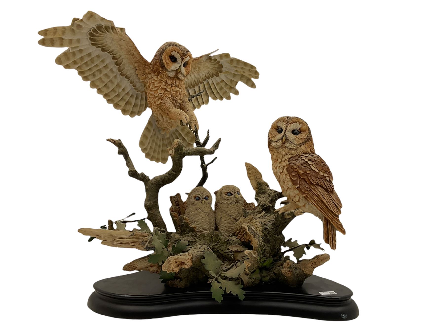 Country Artists 'The Owl's Oak' large figure group by Keith Sherwin, limited edition 53/99, with impressed marks, on wood base