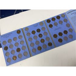 Fourteen part filled Whitman folders, including farthings, halfpennies, pennies and sixpences