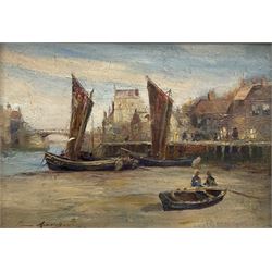 Horace Middleton (British exh.1902-1919): 'Whitby Harbour at Low Tide', oil on board signed, titled verso 24cm x 34cm
