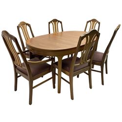 Nathan - teak oval extending dining table (99cm x 153cm - 205cm, H75cm ); and a set of six chairs