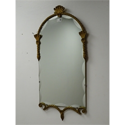  Ornate oval gilt bevel edge wall mirror (W62cm, H82cm) and an arched rectangular mirror with gilt detailing (2)  