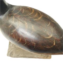 Guy Taplin (British 1939-): 'Canada Goose', carved and polychrome painted wooden sculpture of a bird, on a naturalistic driftwood base, H64cm
Provenance: purchased directly from the artist in the 1990s