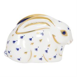 Three Royal Crown Derby rabbit paperweights, largest H7cm