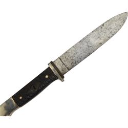 German Third Reich Hitler Youth Boys Dagger, blade marked RZM M7/11 1941,the 14cm blade marked  the blade stamped K & Co, Solingen, with scabbard and leather, overall L25cm