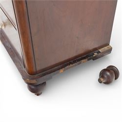 Victorian flame mahogany chest, fitted with two short over four long graduating drawers