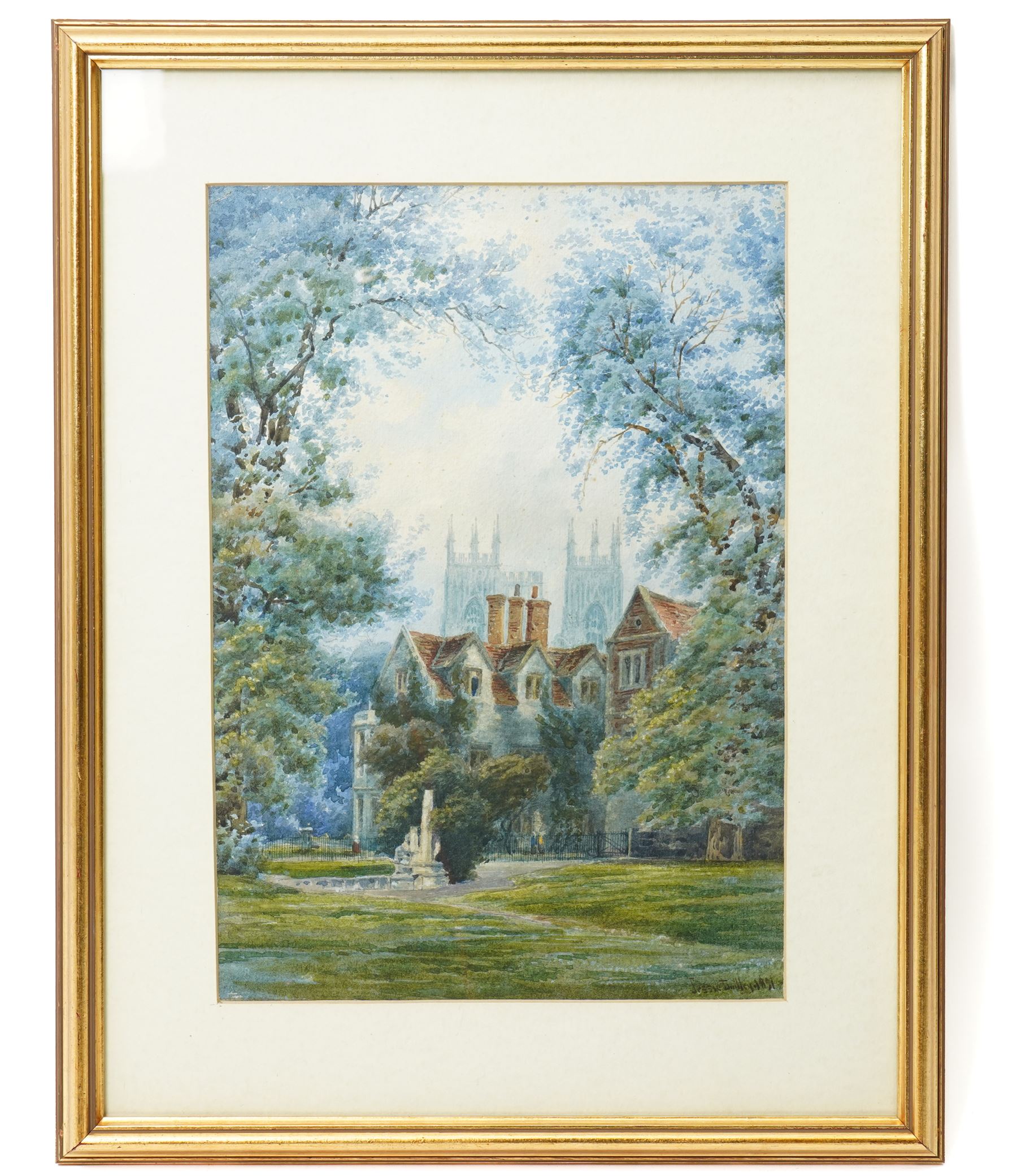 Jessie Dudley (British 1872-1930): York Minster, watercolour signed and dated 1891, 34cm x 24cm
Notes: Jessie was the sister of, and received art tuition from, York artist Tom Dudley (1857-1935).
