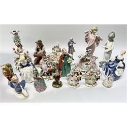 Three Royal Doulton figures, comprising Jean HN2032, Alison HN2336, and Hilary HN2335, together with a group of assorted figures, to include Capodimonte and other Continental examples. 