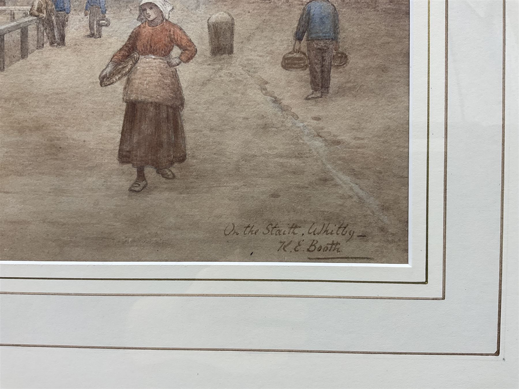 John C Syer (British 1844-1912): Haymaking above Sandsend, watercolour signed 30cm x 48cm; Kate E Booth (British fl.1850-1898): 'On the Staith - Whitby', watercolour signed and titled 25cm x 33cm (2)