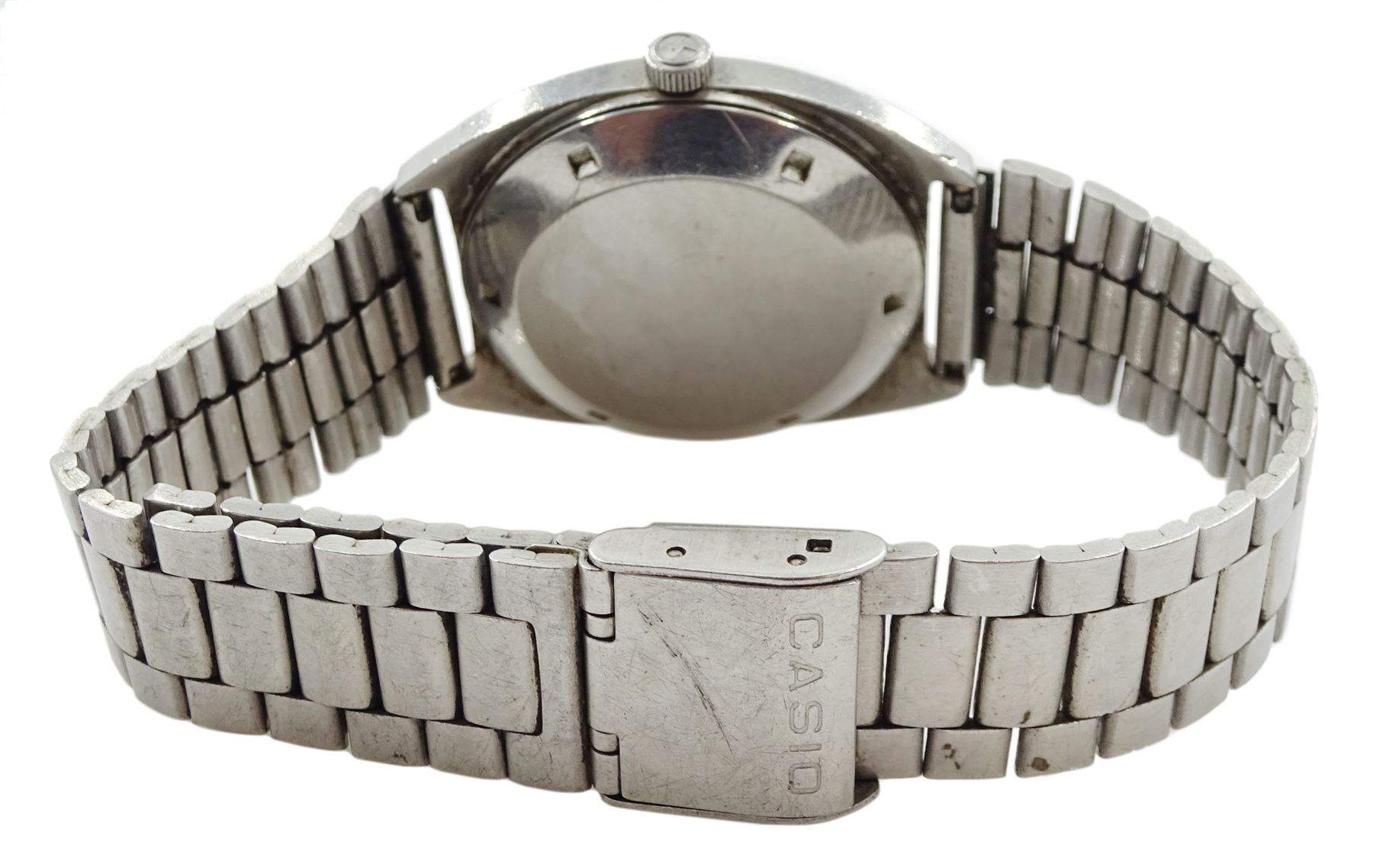 Zenith stainless steel gentlemans automatic AutoSport wristwatch, silvred dial with Roman numerals, on Casio stainless steel strap