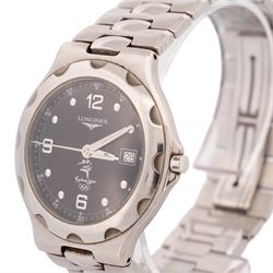 Longines Conquest Sydney 2000 Olympic Games gentleman's stainless steel quartz wristwatch, Ref. L1.633.4.96.6, black dial with Arabic and dot hour markers and date aperture, on stainless steel bracelet, with fold-over clasp, boxed with guarantee card dated 2002
