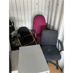 Job lot of office furniture, chairs, filing cabinets,desk fans, suspension files, pens, pedestals etc - THIS LOT IS TO BE COLLECTED BY APPOINTMENT FROM DUGGLEBY STORAGE, GREAT HILL, EASTFIELD, SCARBOROUGH, YO11 3TX