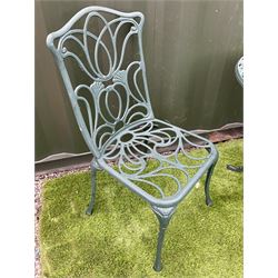 Painted aluminium, oval garden table and six chairs - THIS LOT IS TO BE COLLECTED BY APPOINTMENT FROM DUGGLEBY STORAGE, GREAT HILL, EASTFIELD, SCARBOROUGH, YO11 3TX