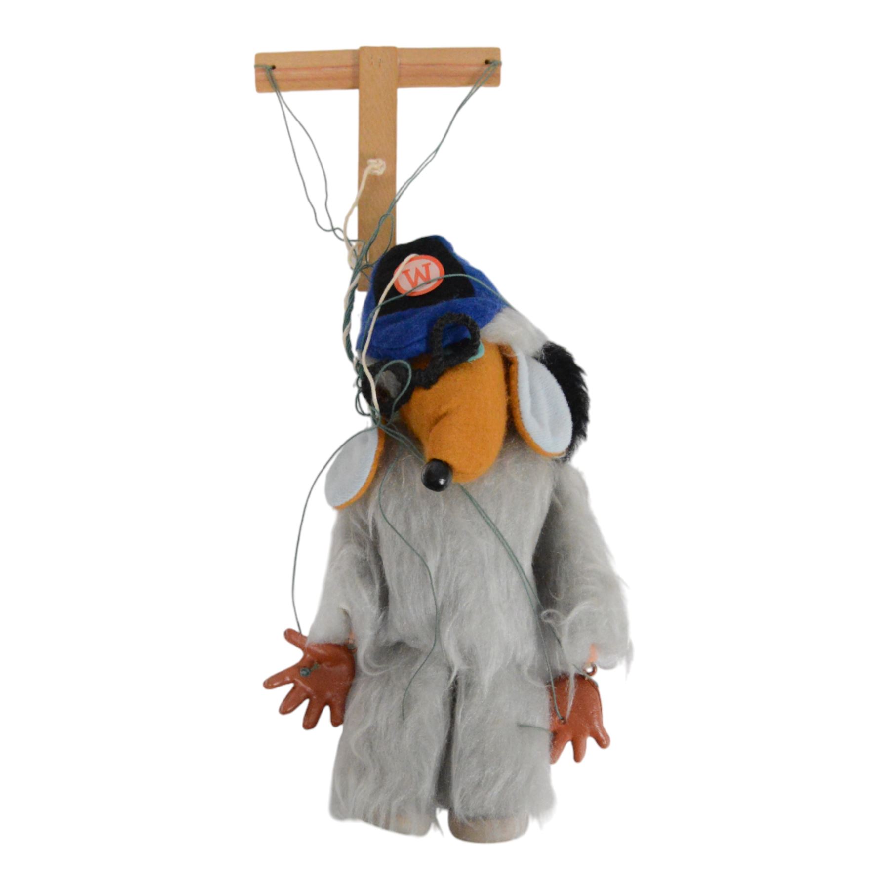 Six Pelham Puppets, comprising Walt Disney Mickey Mouse with Pluto, Donald Duck, and Goofy, Wombles Wellington, Caterpillar and Mouse all boxed, together with a Pelham Puppet Lightweight Theatre, boxed