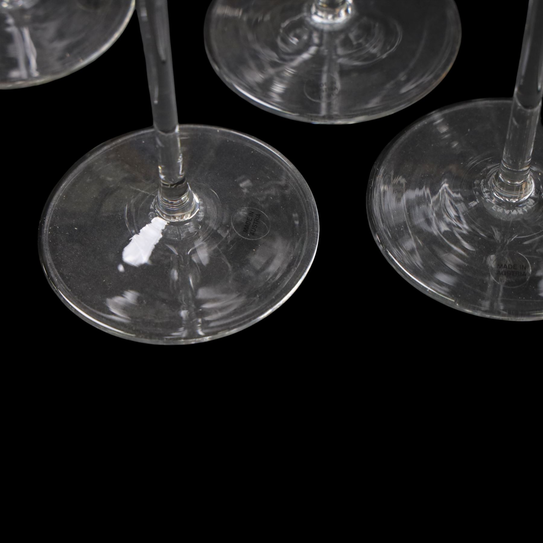 Twelve Crystal champagne glasses Les Fleurs, issued by the Franklin Mint in collaboration with Perrier Jouet, each glass is etched with a different flower, all boxed 