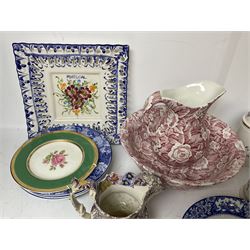 Burleigh Victorian Chintz pattern jug and bowl, Portmeirion jar with lid and other ceramics