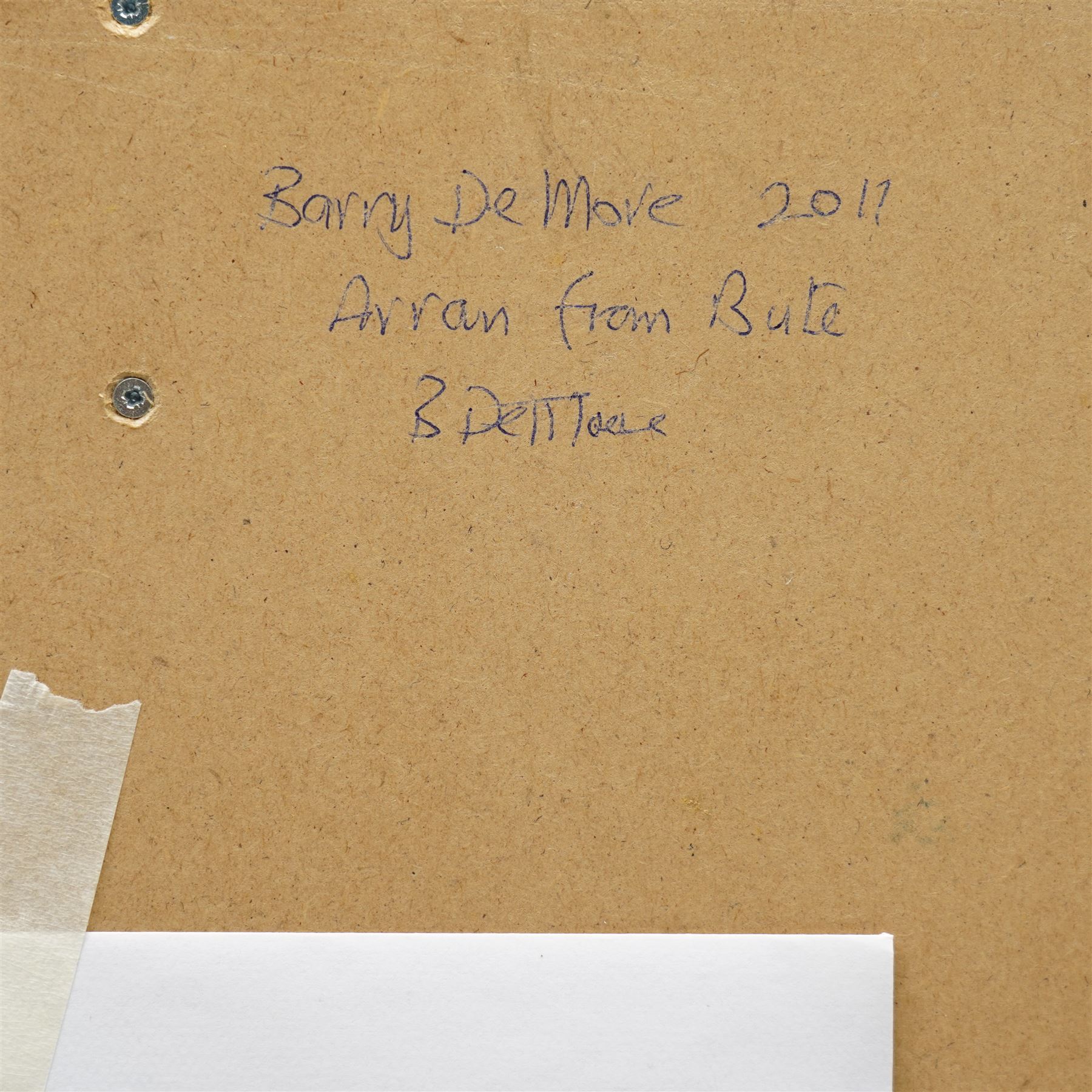 Barry De More (Yorkshire 1948-2023): 'Arran from Bute', oil and impasto on board signed titled and dated 2011 verso 28cm x 41cm