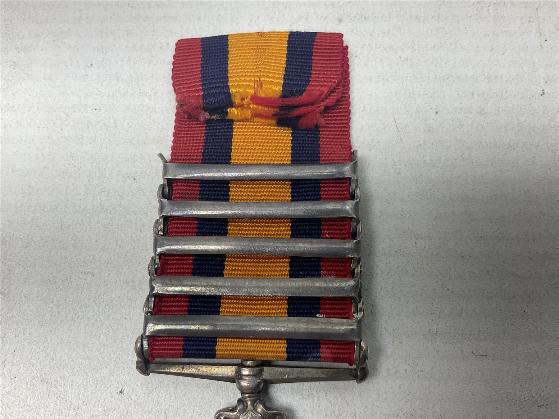 Queens South Africa medal with five clasps for South Africa 1902/1901, Transvaal, Orange Free State and Cape Colony awarded to 29549 Pte. G.F. Deans 101st Coy. Imp. Yeo. with ribbon