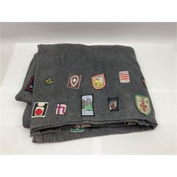 Boy Scout Interest; Scout blanket with collection of Boy Scouts cloth insignias and similar, to include badges from Lealholm North Yorkshire, Cleveland Country, South Shields etc, approximately 115 badges  