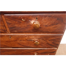  19th century scumbled pine chest, two short and three long drawers, on bun feet, W110cm, H111cm, D46cm  