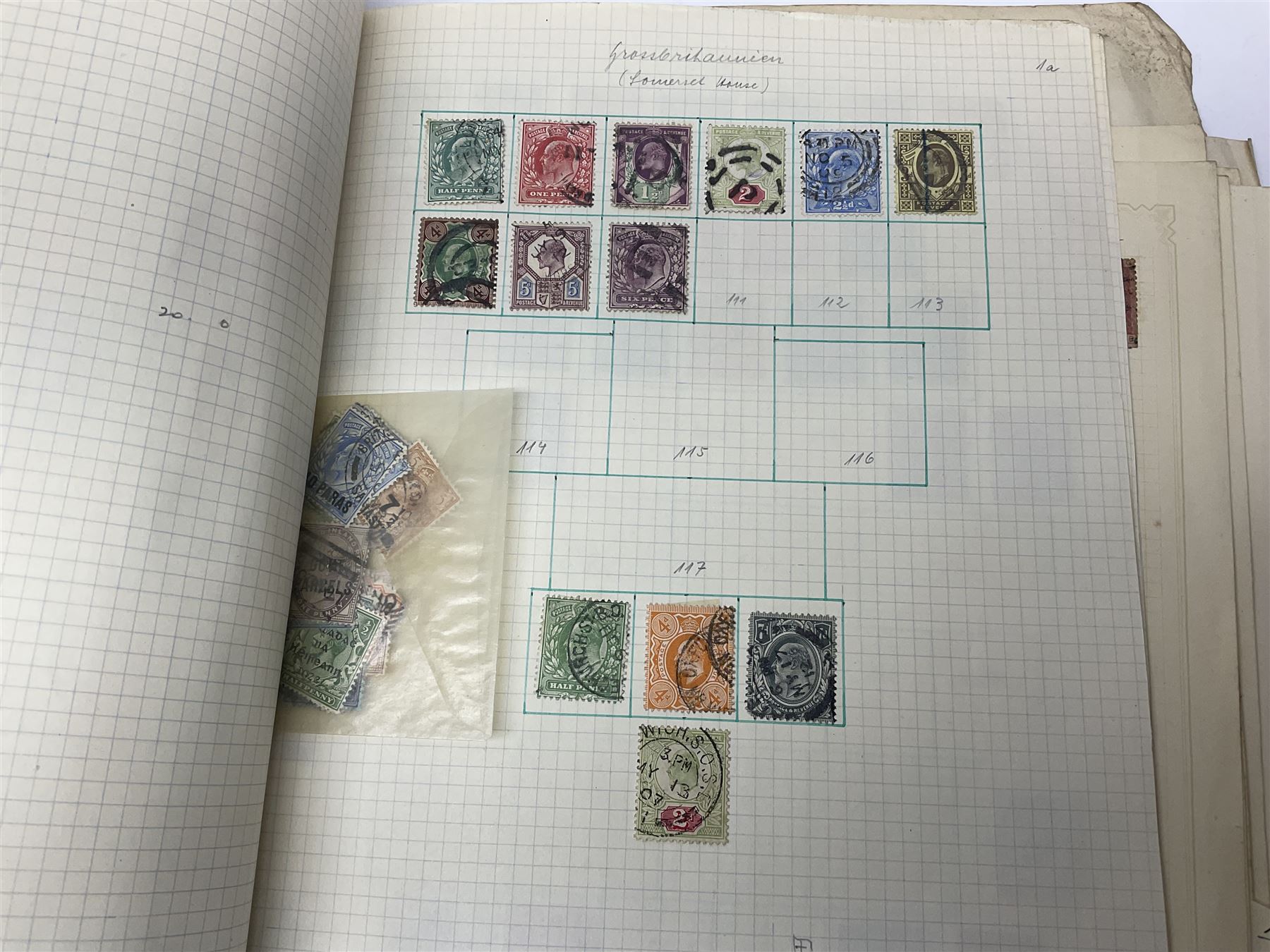 Mostly Great British Queen Victoria and later stamps, including imperf penny reds, 1841 two pence blues white lines added, imperf penny red on cover with 'More To Pay', half penny 'bantams', perf penny reds etc, in album, on pages and loose in packets