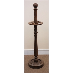 Early 20th century circular hardwood cue or stick stand, H114cm  