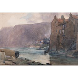 Alfred Heaton Cooper (British 1863-1929): 'The Quayside at Staithes', watercolour signed, ...