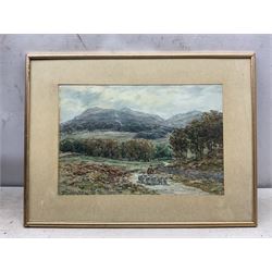 John Hamilton Glass (Scottish 1820-1885): 'Amongst the Hills of Galloway - Near Gatehouse of Fleet', watercolour signed, titled beneath mount verso 30cm x 45cm 
