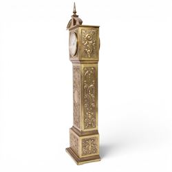 Victorian brass miniature longcase clock, the dial signed MacMichael, 42 South Audley St, London, H45cm