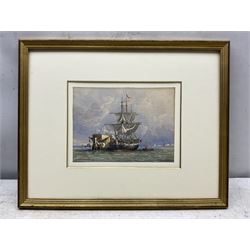 The Revd. George Jackson (British 1816-1876): 'Transport along a Hulk' and 'Timber Ships at Portsmouth Harbour', pair watercolours signed with initials, titled on gallery labels verso 15.5cm x 21cm and 15.5cm x 24cm (2) 
Provenance: with the Fry Gallery, London, labels verso